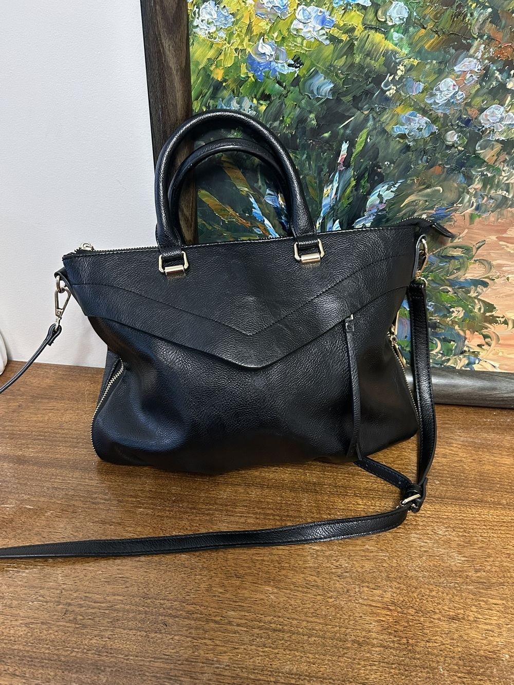 Jeanne Lottie Black Multi-Way Satchel Crossbody Bag - Medium/Large